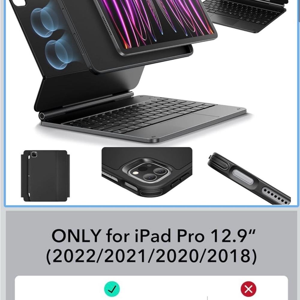 Premium Tablet Keyboard Case for iPad Pro 12.9" - Gray